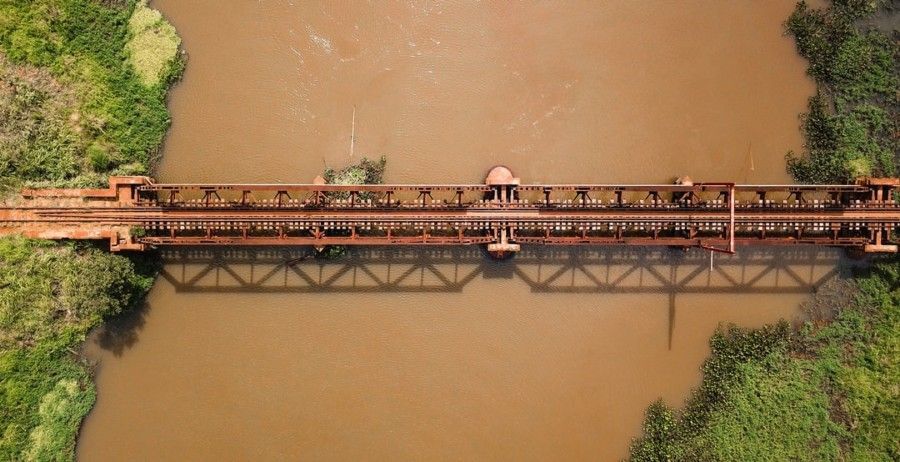aerial-photography-of-brown-metal-bridge